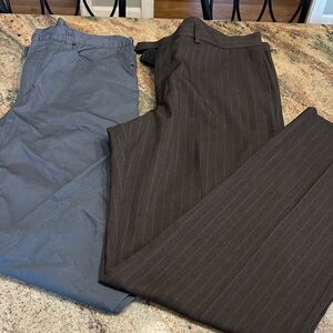 Kenneth Cole Gray and Brown Pinstripe Chinos 2 pack bundle